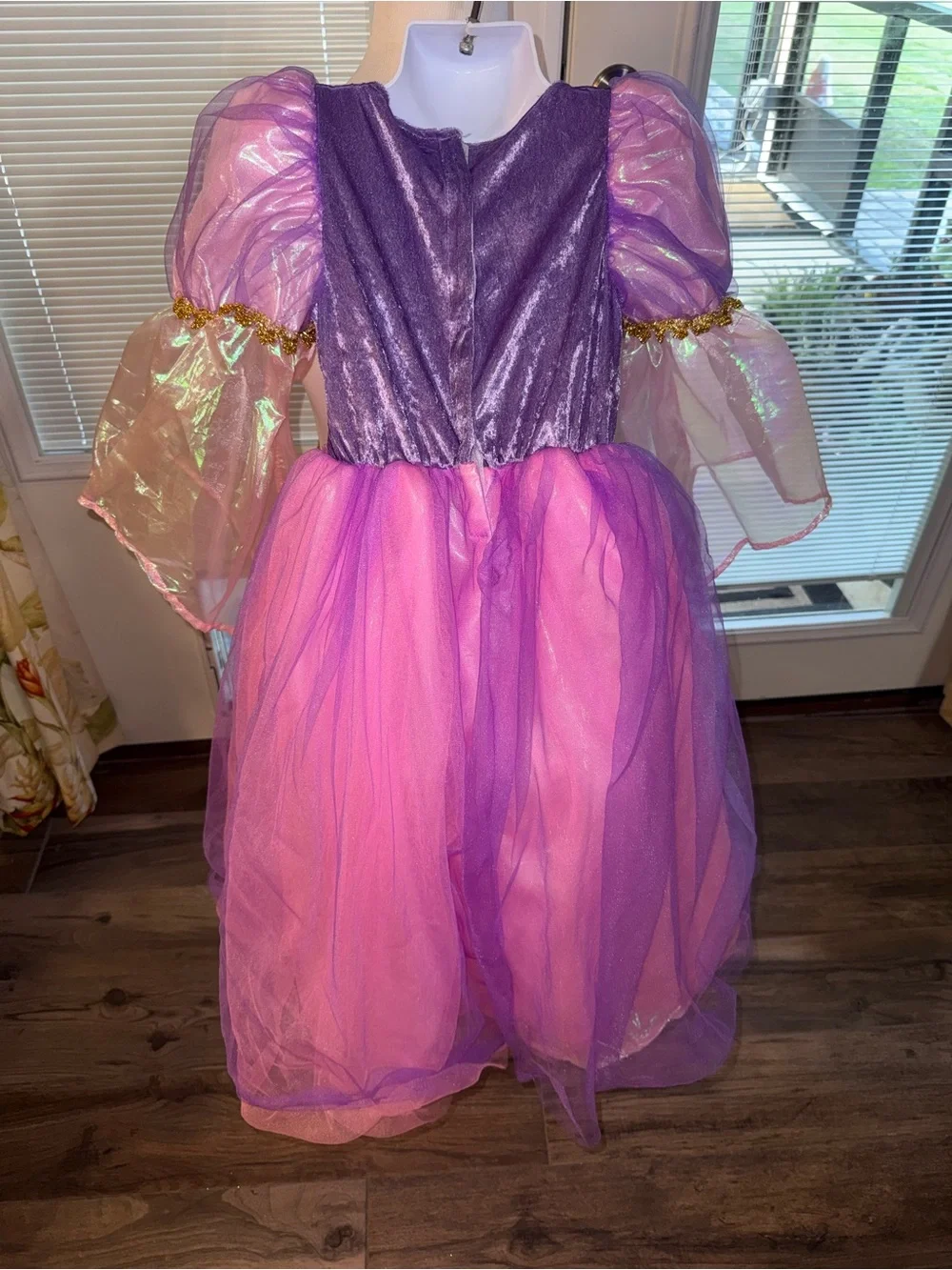 Kids Purple and Pink Princess Dress with Gold Trim